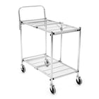 Luxor Collapsible Steel Wire 2-Shelf Cart - Silver-Single-grab handle for safe transport