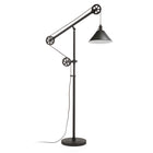 Hudson&Canal - Lampadaire à poulie Descartes avec abat-jour en métal - Bronze noirci/Bronze noirci-Conçu pour une ampoule à incandescence de 100 W - ampoule LED de 9 W, ampoule fluorescente (CFL) de 23 W ou ampoule LED à ballast automatique de 9 W, ampoule à culot E26, ampoule non incluse