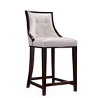 Manhattan Comfort - Tabouret de comptoir Fifth Avenue 19" traditionnel rembourré en similicuir - blanc perle et noyer - lot de 2-Coutures rectangulaires raffinées