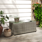 Outsunny - Table basse d’extérieur avec cadre en acier pour jardin, balcon, véranda, gris foncé-Pieds réglables pour une stabilité optimale