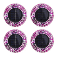Bell+Howell - Disques lumineux décoratifs LED solaires d'extérieur en mosaïque - Rose éclatant - Paquet de 4-Lot de 4 lampes disques led- lot de 4 disques solaires effet mosaïque avec 6 led lumineuses chacun pour jardins, allées, chemins, marches boîtier style pierre résistant à l’eau
