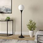 Hudson&Canal Mahdi Torchiere Floor Lamp with Glass Shade - Blackened Bronze/White Milk-Rated for 60W incandescent bulbs - 9W LED bulbs, 13W fluorescent (CFL) bulbs, or 9W self-ballasted LED bulbs, E26-base bulbs, Bulb not included