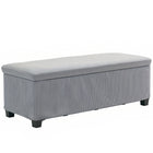 HOMCOM 44 Inch Storage Ottoman Bench with Lid and Legs - Light Grey-Elegant corduroy design enhances your decor