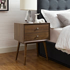 Modway Dispatch Nightstand - Walnut-Two Full-Extension Glide Drawers