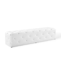 Modway Amour 72" Tufted Button Entryway Faux Leather Bench - White-Tufted Button Entryway Bench