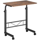 HOMCOM 23.5" Mobile Standing Desk with Adjustable Height - Rustic Brown-Unique C-shaped make it available for a lot of different placements 