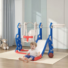 Qaba - Ensemble toboggan et balançoire 4 en 1 pour tout-petits avec panier de basket et grimpeur - Bleu foncé-Comprend une balançoire, un toboggan, un grimpeur et un panier de basket-ball pour varier les plaisirs 