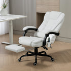 Vinsetto 7-Point Vibrating Reclining Massage Office Chair with Footrest and Swivel Wheels - White-Adjustable seat height from 18.1" to 22" (46cm to 56cm) to fit your sitting style
