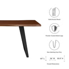 Modway Viggo 60" Live Edge Acacia Wood Acacia Wood Dining Table - Black Walnut-Solid Acacia Wood