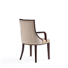 Manhattan Comfort Grand 22.5" Traditional Faux Leather and Velvet Upholstered Dining Armchair - Tan - Set of 2-Option to Purchase with Matching Dining Chairs