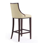 Manhattan Comfort - Tabouret de bar Fifth Avenue 19" traditionnel rembourré en similicuir - crème et noyer - lot de 2-Livré chez vous entièrement assemblé ! Aucun assemblage requis
