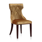 Manhattan Comfort - Lot de 2 chaises de salle à manger traditionnelles Reine 19,7 po en velours, finition or antique et noyer-Base standard à 4 pieds