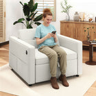 HOMCOM 3-in-1 Convertible Chair Bed with USB Ports for Living Room - Cream White-Backrest adjusts to 7 angles, supports sitting, lounging, or sleeping needs 
