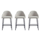 Manhattan Comfort Gracie 22" Modern Leatherette Upholstered Counter Stool - Stone and Black - 3 Pack-Modern Counter Stool with Backseat Perfect for Bar and Kitchen Use. Set of 3