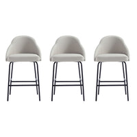 Manhattan Comfort - Gracie tabouret de comptoir moderne de 22" en similicuir rembourré - pierre et noir - lot de 3-Tabouret de comptoir moderne avec siège arrière parfait pour une utilisation au bar et dans la cuisine. Ensemble de 3