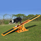 PawHut Wooden Dog Seesaw Pet Agility Equipment - Natural-High traction anti-slip sand grain asphalt felt surface for a secure footing 