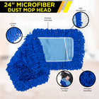Gritt Commercial Microfiber Looped Dust Mop Pad Head - 24" x 5" - Blue-Offers better bacteria removal than traditional cotton mops