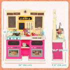 Qaba Kids Kitchen Playset for Toddler with Real Lights and Sounds, Sink - Pink-Includes 85 rich accessories for endless creativity and immediate group play fun 