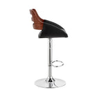 Armen Living - Karter Tabouret de Bar à Hauteur Réglable en Similicuir Noir et Bois Noyer avec Base Chromée-4