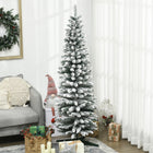 HOMCOM - Sapin de Noël artificiel 6 pi avec 390 branches floquées de neige-Pulvérisé avec de la neige artificielle pour ajouter une apparence hivernale  