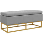 HOMCOM Upholstered Flip Top Storage Ottoman Bench - Grey-Multifunctional indoor decor, can be used as a shoe stool, bed end bench, or entryway bench  
