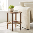 Modway Torus Round Side Table - Walnut-Lower Rattan Shelf