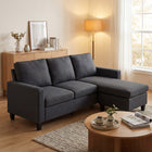 HOMCOM Sectional Sofa with Ottoman - Dark Grey-Chaise serves as a left/right lounge, offering versatile configurations
