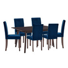 Modway Prosper 7-Piece Upholstered Velvet Dining Set - Cappuccino Navy-Modern Kitchen Table/Parsons Dining Chairs