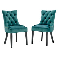 Modway Regent Tufted Performance Velvet Dining Side Chairs - Teal - 2 Pack-Chic Dining Accent Chair