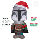 GEMMY Airblown Inflatable Christmas Mandalorian with Santa Hat & Present - 42"-For indoor and outdoor use