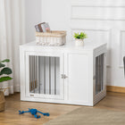 PawHut 2-in-1 End Table Pet Cage Kennel with Two Doors - White-Two doors with locks for simple access 