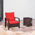 Outsunny - ensemble de mobilier de patio en rotin 3 pièces - rouge-Joli rotin PE tressé à la main, résistant aux intempéries, durable et nécessitant peu d'entretien  