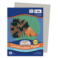 Prang Construction Paper - Grey - 9" x 12" - 50 Sheets-Heavyweight groundwood construction paper
