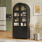 HOMCOM 71" H Tall Arched Kitchen Pantry Cabinet - Black-Includes three adjustable shelves to fit various-sized items 