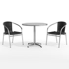 Table ronde en aluminium de 31,5 po avec 2 chaises en rotin noir, intérieur/extérieur (TLH-ALUM-32RD-020BKCHR2-GG)-6