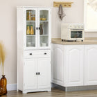 HOMCOM - Armoire de cuisine 63 po avec étagères réglables et porte en verre - blanc-Étagères réglables permettant de stocker des objets plus volumineux, sans se soucier de leur adaptation 