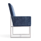 Manhattan Comfort - Chaise de salle à manger moderne Element 60,3 cm en velours bleu-Siège dossier haut avec accoudoir confortable au design épuré
