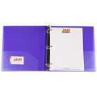 JAM Paper Plastic 1.5" 3-Ring Binder - Purple-Wide front and back binder panels fully cover standard dividers and sheet protectors. Our 3 metal ring binders have 2 buttons for easy opening and closing, and a convenient pocket on the inside flap.