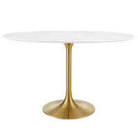 Modway Lippa 48" Oval Wood Dining Table - Gold White-Modern Dining Table