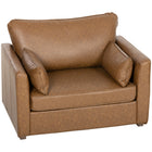 HOMCOM - Fauteuil d’appoint en cuir PU avec assise large - coussin à ressorts - pieds en bois - 2 coussins pour salon - brun-Le siège extra-large de 35,4 po offre un confort spacieux pour une détente totale    
