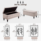 HOMCOM - Banc ottoman de rangement en tissu lin pour bout de lit - beige-Les pieds en bois massif recouverts sont surélevés pour éviter de rayer le sol 