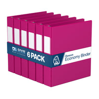 Davis Group Premium Economy Binder - D Ring - 1.5" - Pink - 6 Pack-3 Ring Binder