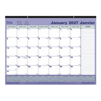 Blueline - 2027 Calendrier sous-main mensuel avec bande en vinyle - 21 1/4 po x 16 po - bilingue-12 mois, de janvier à décembre