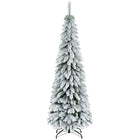 HOMCOM - Sapin de Noël fin artificiel de 6 pi avec base en acier et neige-6 pi de haut, luxuriant qui donnent un aspect sain et naturel 
