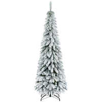 HOMCOM - Sapin de Noël fin artificiel de 6 pi avec base en acier et neige-6 pi de haut, luxuriant qui donnent un aspect sain et naturel 