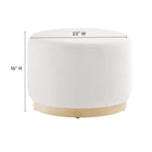 Modway Tilden Large 23" Round Performance Velvet Upholstered Ottoman - Alabaster/Natural-Stain-Resistant Fabric