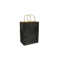 Eddie's 100% Recycled Kraft Shopper Paper Bag - 8" L x 4-3/4" W x 10-1/4" D - Black - 250 Pack-8" x 4-3/4" x 10-1/4"