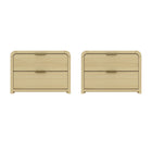 Manhattan Comfort Grace 28" Modern Nightstand 2-Piece Set - Natural Oak/Gold-Modern Nightstand for Bedroom and Living Room Use. Set of 2