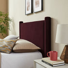 Modway Rael Performance Velvet Twin Platform Bed - Mulberry-Padded Headboard and Footboard