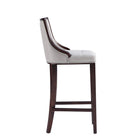 Manhattan Comfort - Tabouret de bar Fifth Avenue 19" traditionnel rembourré en similicuir - gris clair - lot de 2-Hauteur du siège : 31,5 po